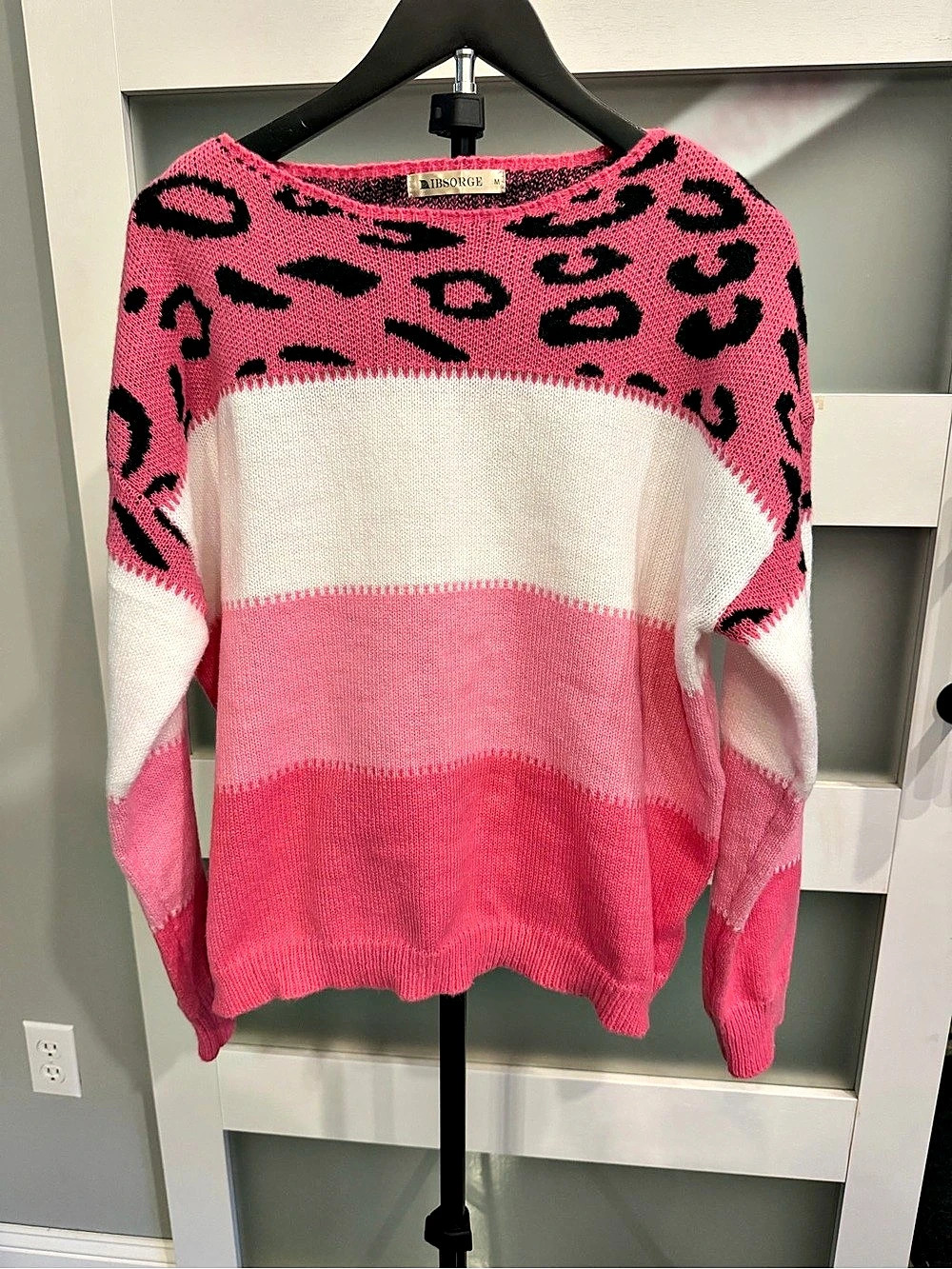 IBSORGE Animal Print Color Block Sweater Size Medium